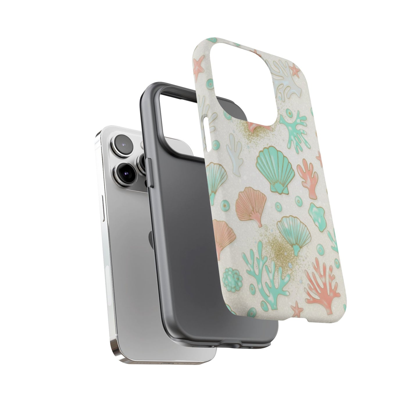 Seashell Coral Phone Case — Pastel Beach Shells Protective Tough Case
