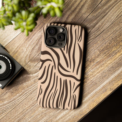 Zebra Stripe Tough Phone Case – Neutral Animal Print Protective Cover
