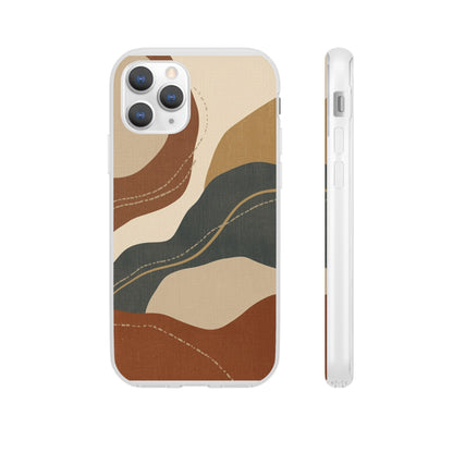 Abstract Earth Tone Phone Case — Boho Wavy Flexi Case