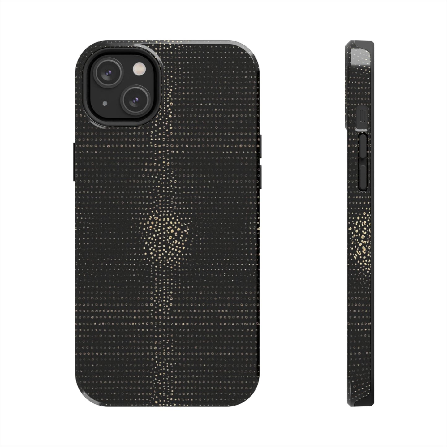 Tough Phone Case — Black Textured Metallic Dot Shield