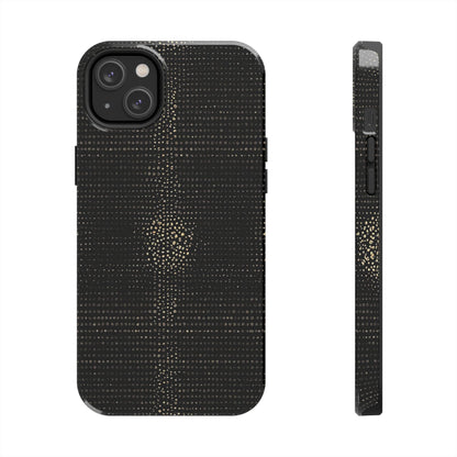 Tough Phone Case — Black Textured Metallic Dot Shield