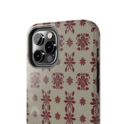 Tough Phone Case — Vintage Red Floral Pattern Protective Cover