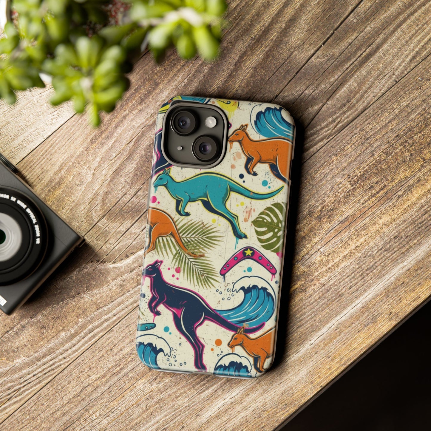 Tough Cases — Colorful Surfing Kangaroo Phone Case