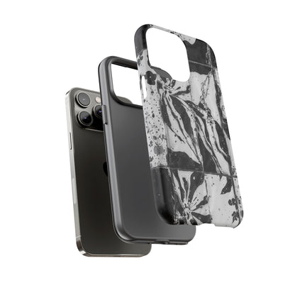 Monochrome Tile Floral Tough Phone Case