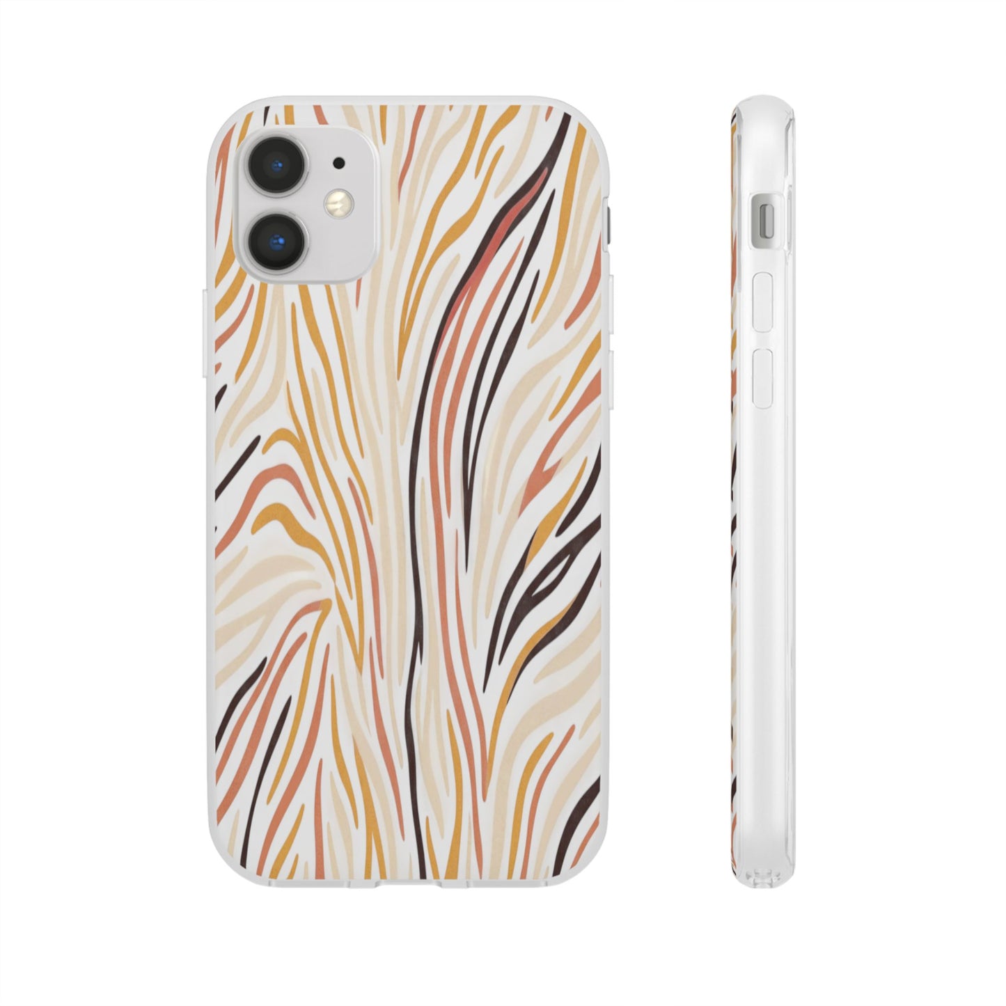 Marbled Neutral Stripe Phone Case — Abstract Beige & Terracotta Flexi Case