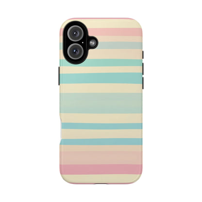 Pastel Striped Tough Phone Case – Protective Retro Rainbow Design