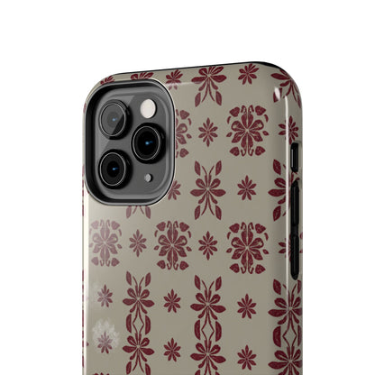 Tough Phone Case — Vintage Red Floral Pattern Protective Cover