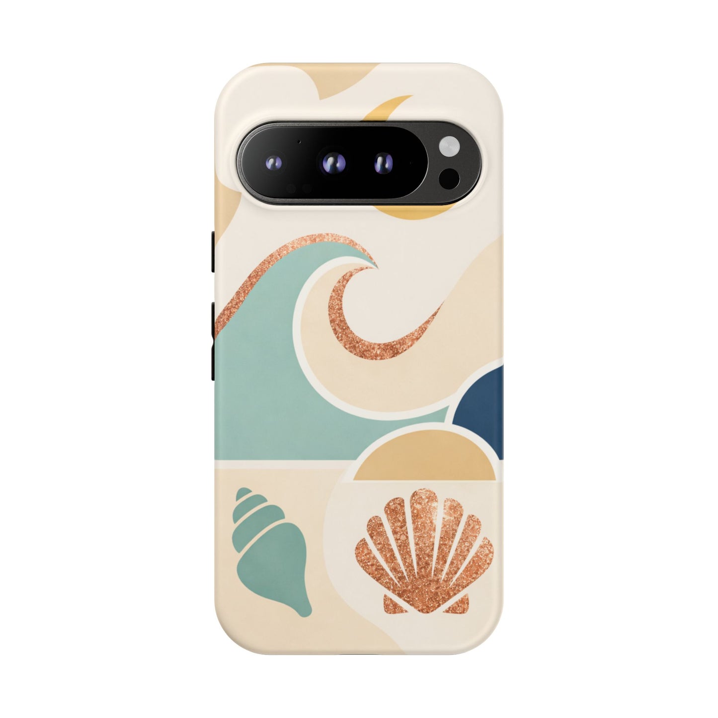 Sea Breeze Tough Phone Case — Retro Waves & Shells Design