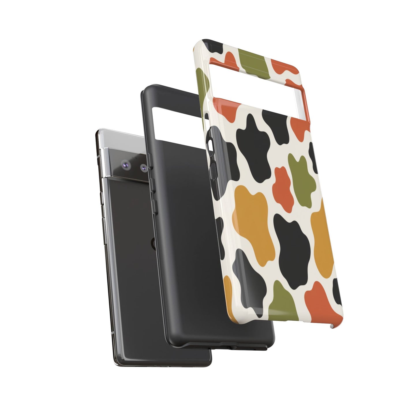 Camouflage Pattern Tough Phone Case – Retro Olive, Rust & Mustard Protective Cover
