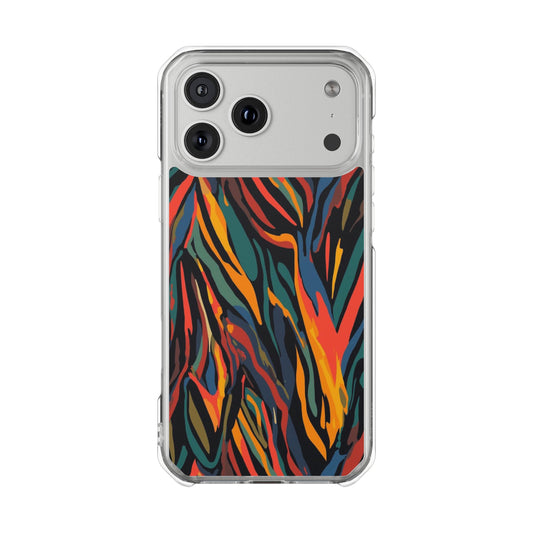 Clear Magnetic Phone Case — Abstract Flame Zebra Art