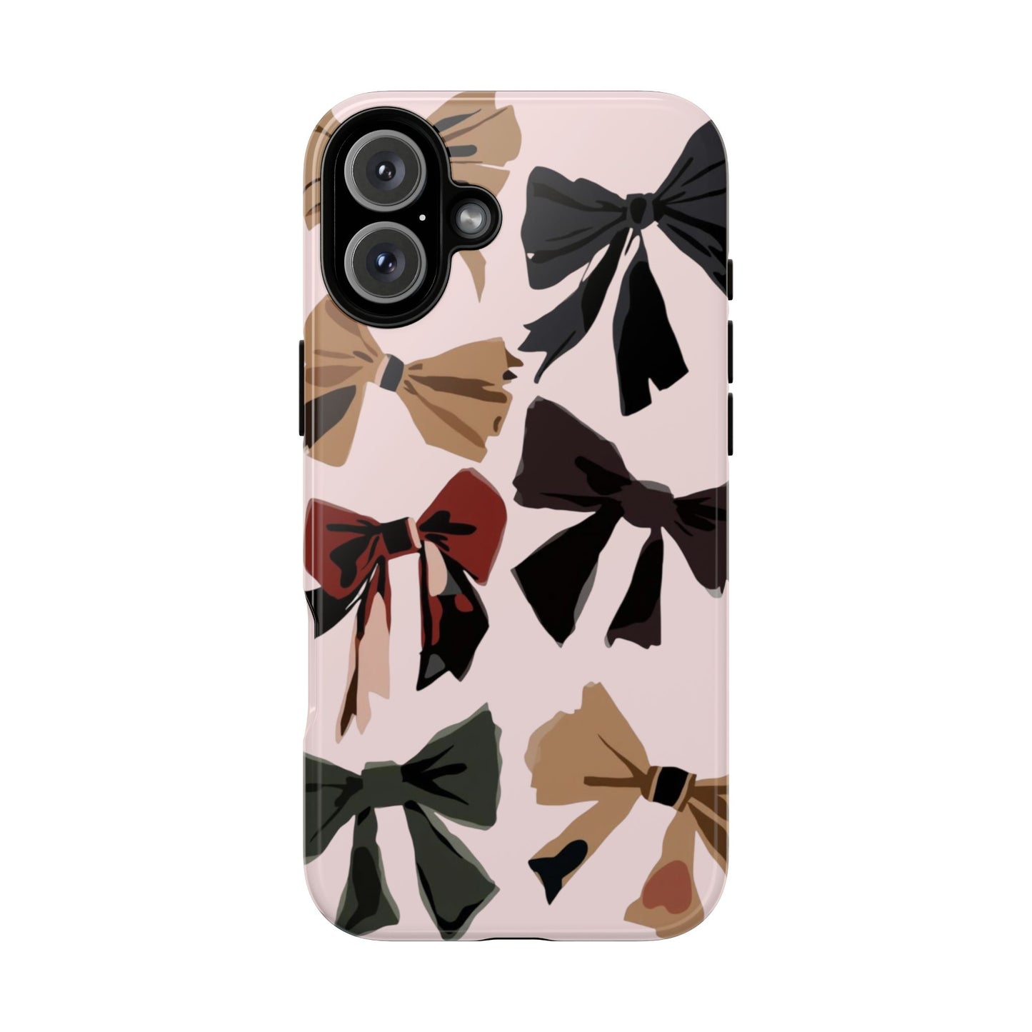 Bow Pattern Phone Case - Pink, Brown & Black Bows Protective Cover