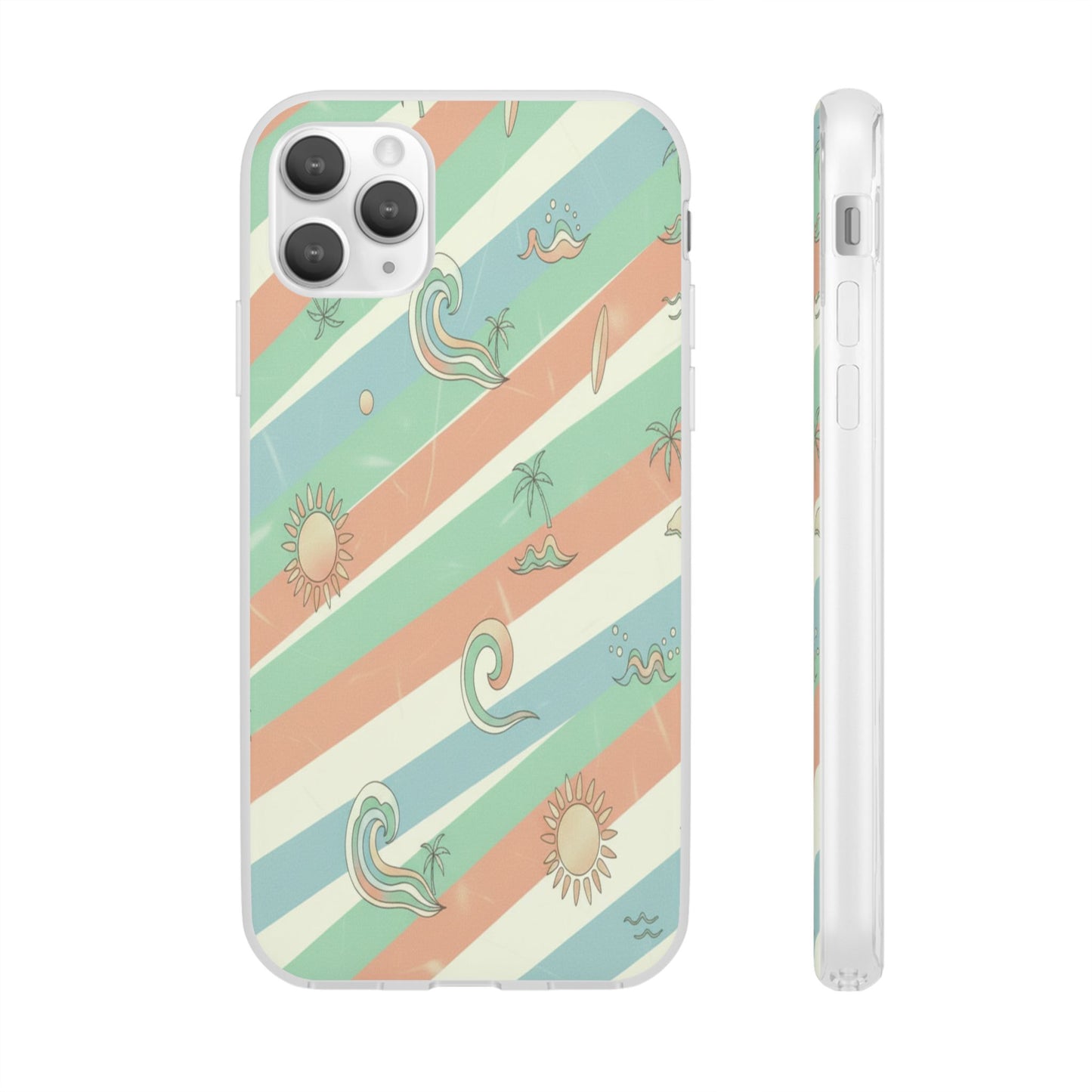 Beach Vibes Phone Case — Retro Pastel Surf & Palm Protective Flexi Case