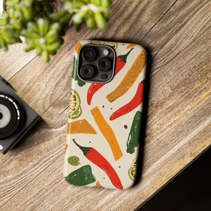 Spicy Peppers Phone Case – Colorful Chili, Lime & Citrus Pattern