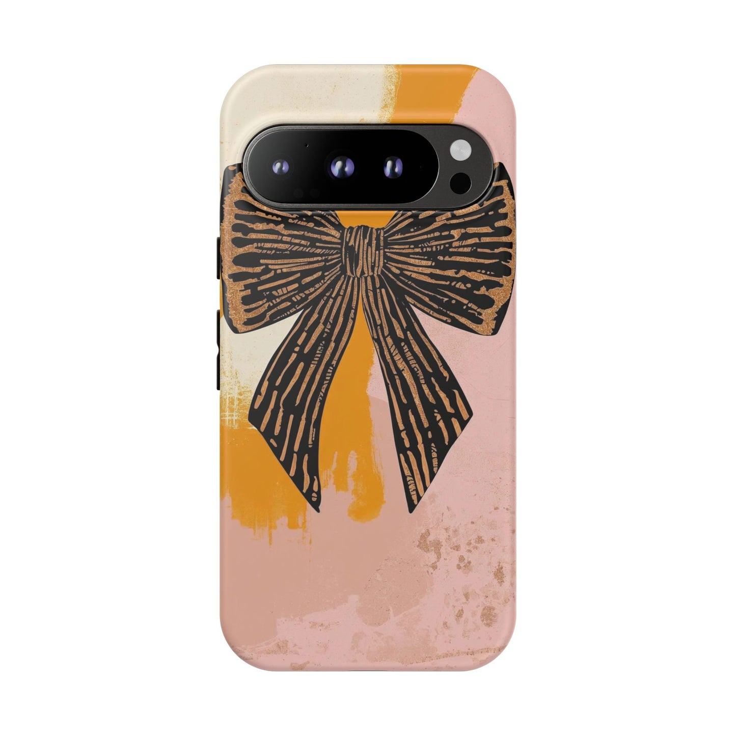 Bow Brushstroke Tough Phone Case — Pink & Mustard