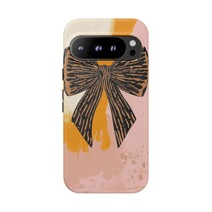 Bow Brushstroke Tough Phone Case — Pink & Mustard