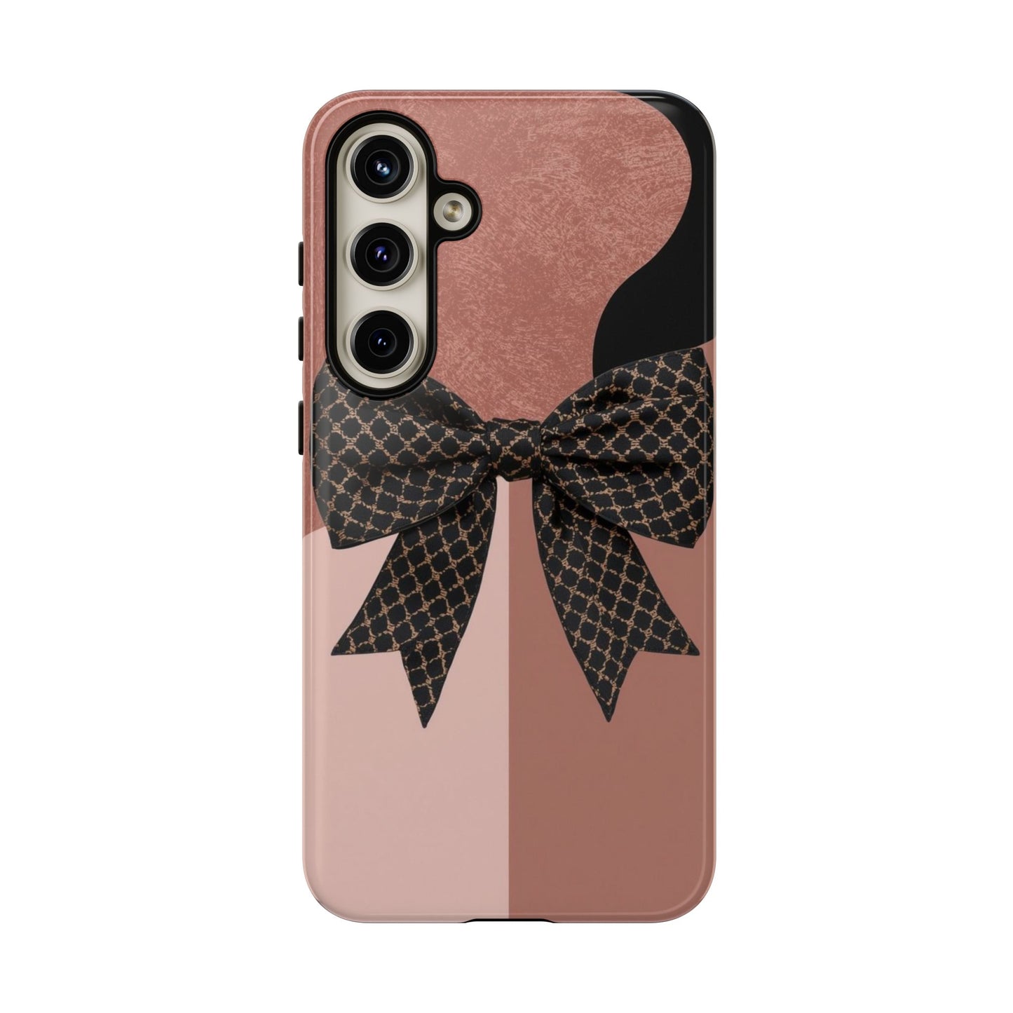 Bow Stripe Tough Phone Case – Pink Mauve Protective Cover