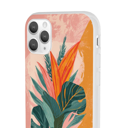 Tropical Botanical Phone Case — Pink & Orange Floral Flexi Case