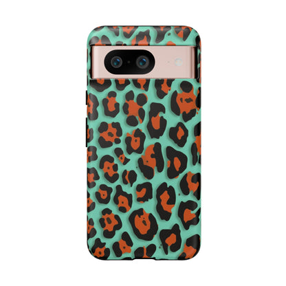 Teal & Rust Leopard Phone Case — Tough Protective Animal Print