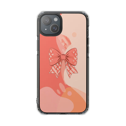 Clear Magnetic Phone Case — Pink Bow Design