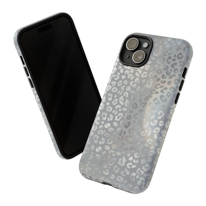Grey Leopard Print Tough Phone Case — Durable Protective iPhone Cover