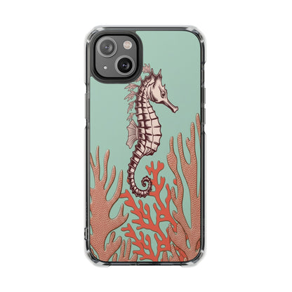 Clear Magnetic Phone Case — Seahorse & Coral Ocean Design