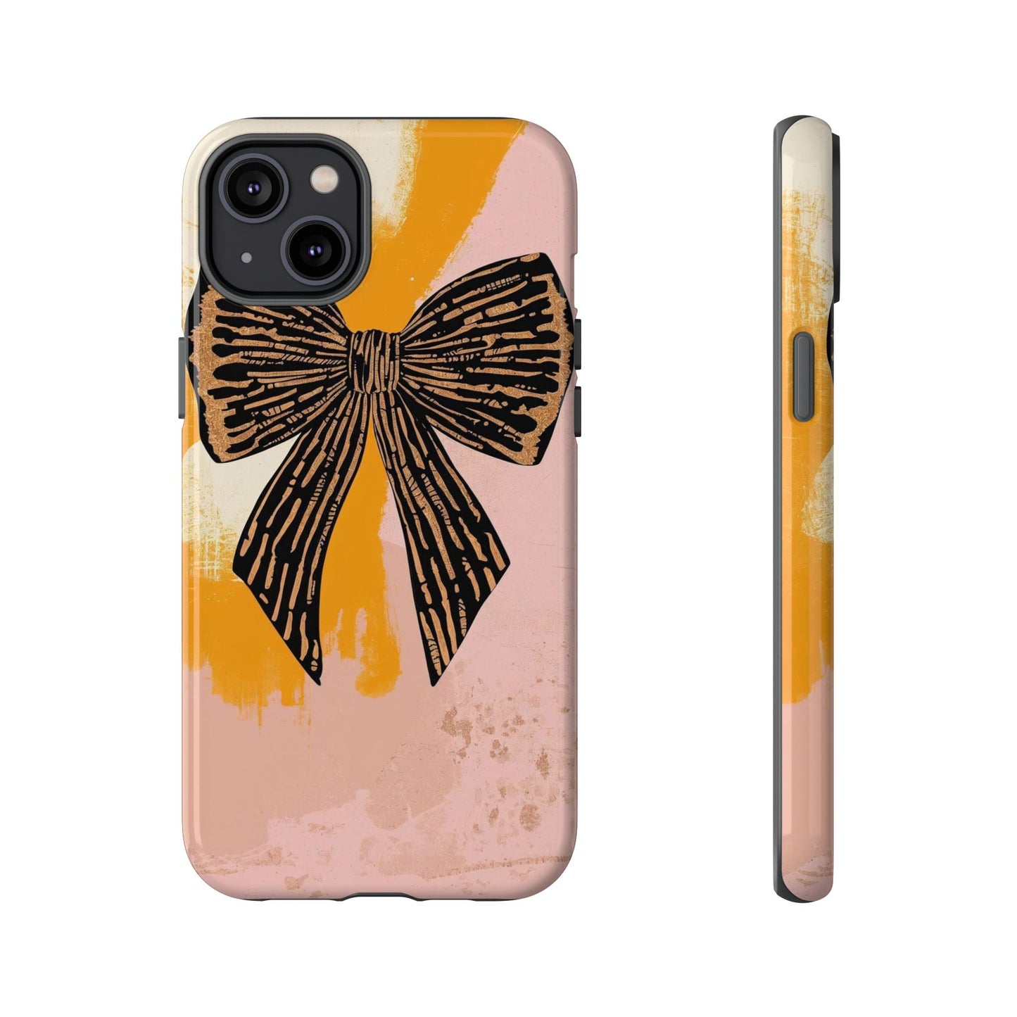 Bow Brushstroke Tough Phone Case — Pink & Mustard