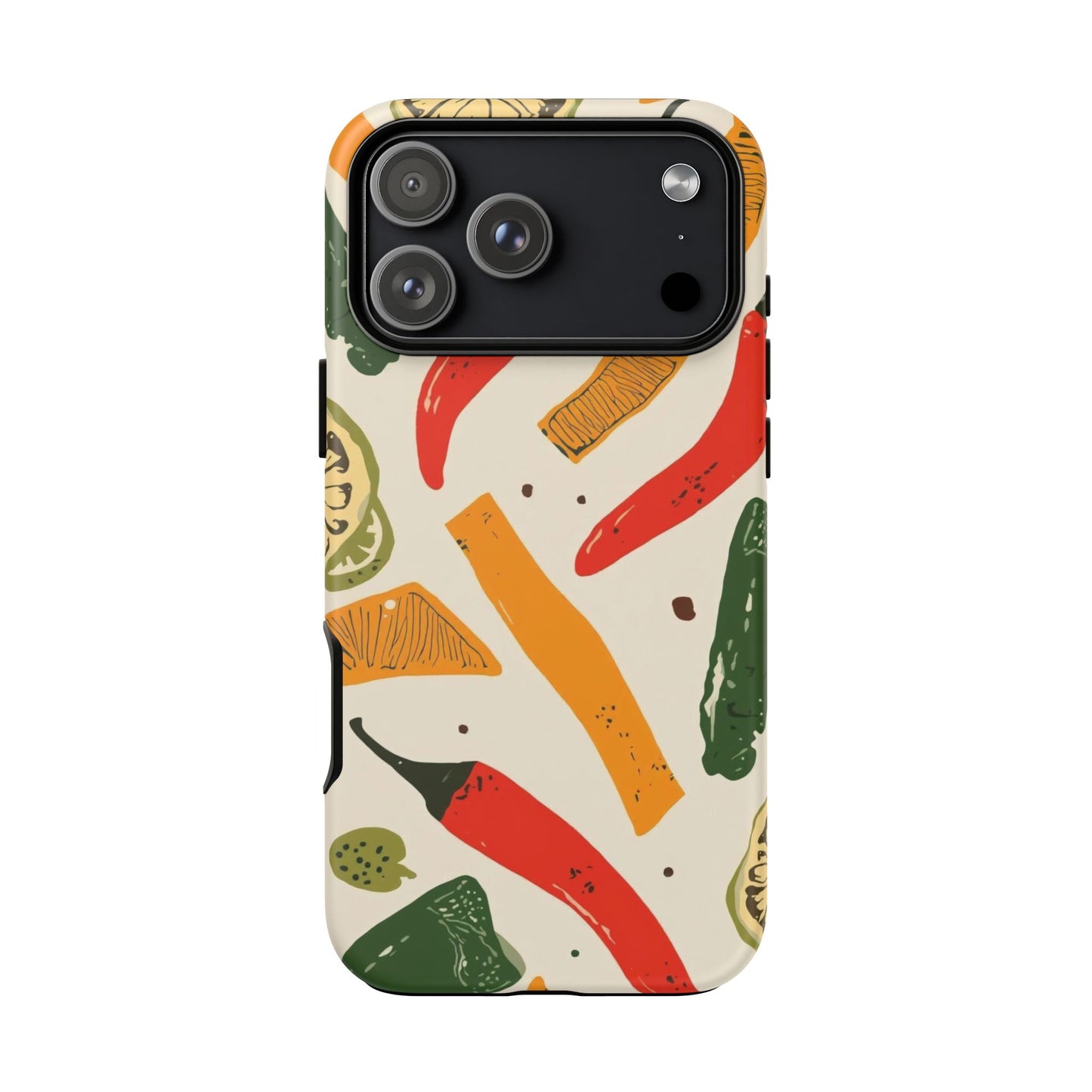 Spicy Peppers Phone Case – Colorful Chili, Lime & Citrus Pattern