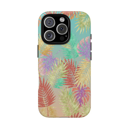 Tropical Palm Leaf Tough Phone Case – Colorful Pastel Botanical Protection