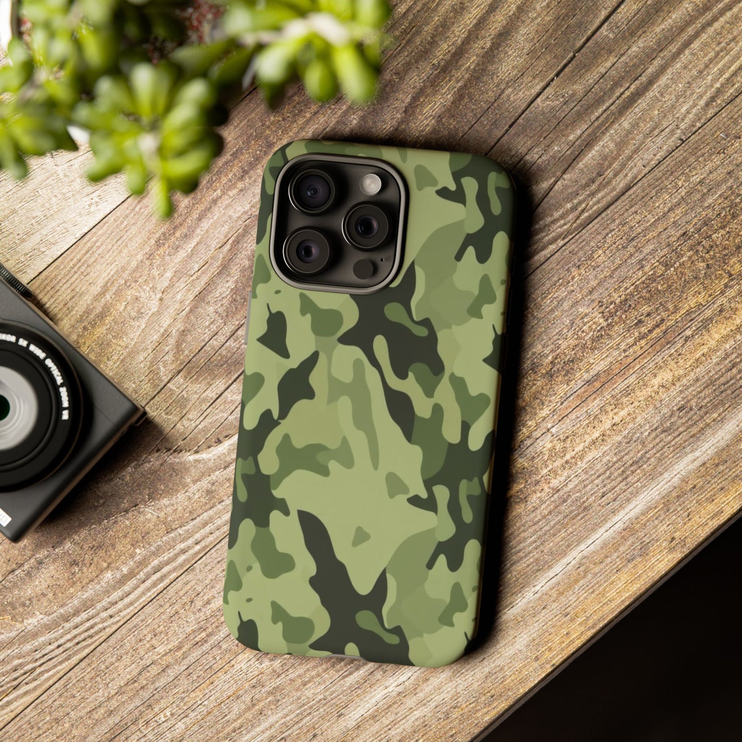 Camo Tough Phone Case — Military Green Protective iPhone Cover