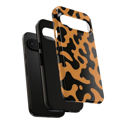 Leopard Print Phone Case — Orange & Black Tough Pattern Protective Cover