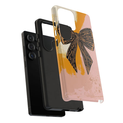 Bow Brushstroke Tough Phone Case — Pink & Mustard