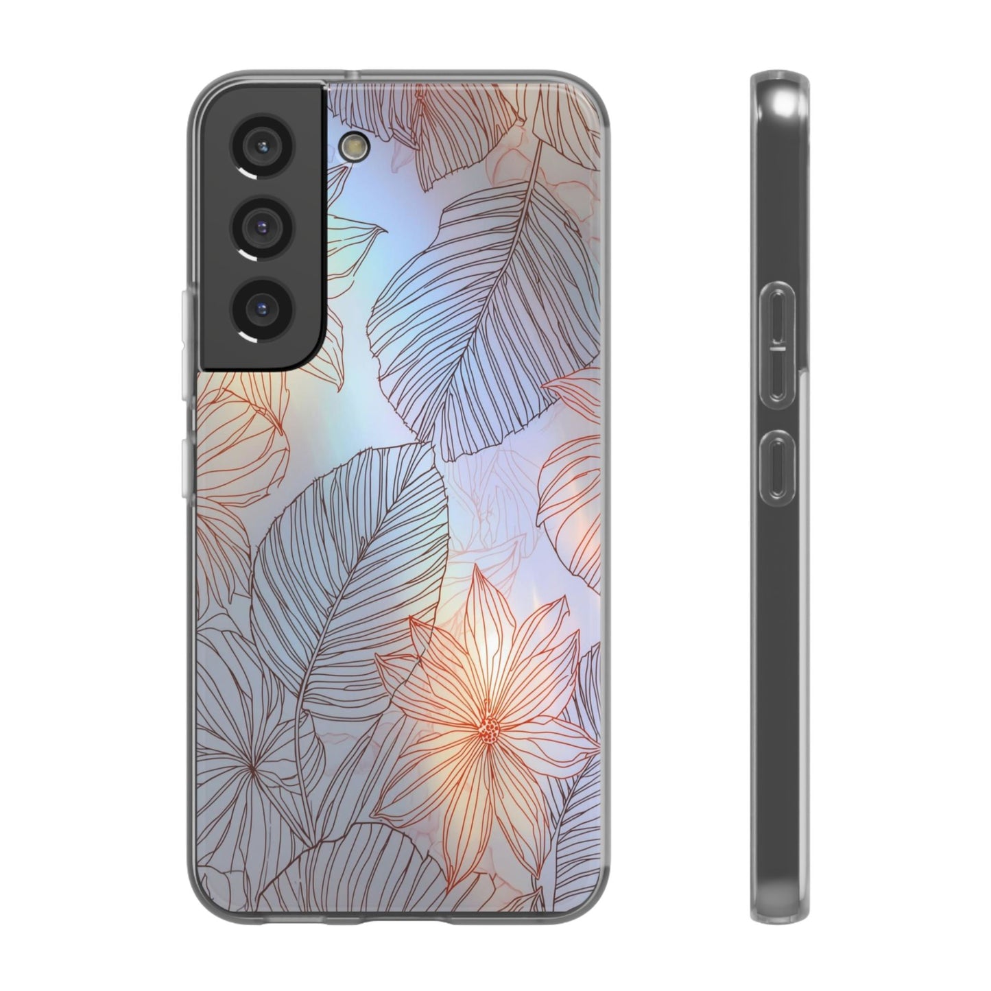Floral Holographic Phone Case — Iridescent Leaves & Flowers Flexi Case