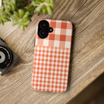Buffalo Check Tough Phone Case — Orange Gingham Protective Cover