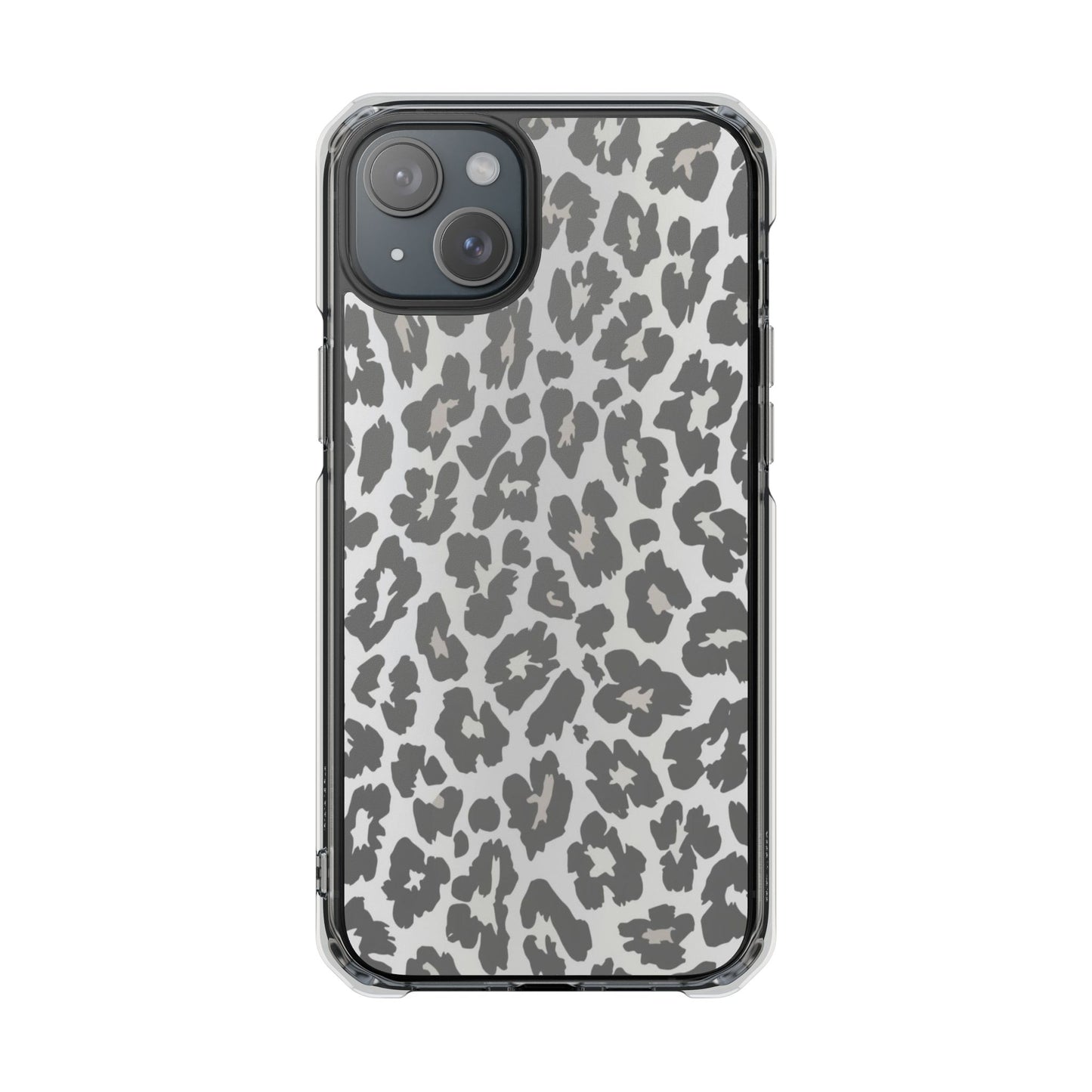 Clear Magnetic Impact Phone Case — Gray Leopard Print