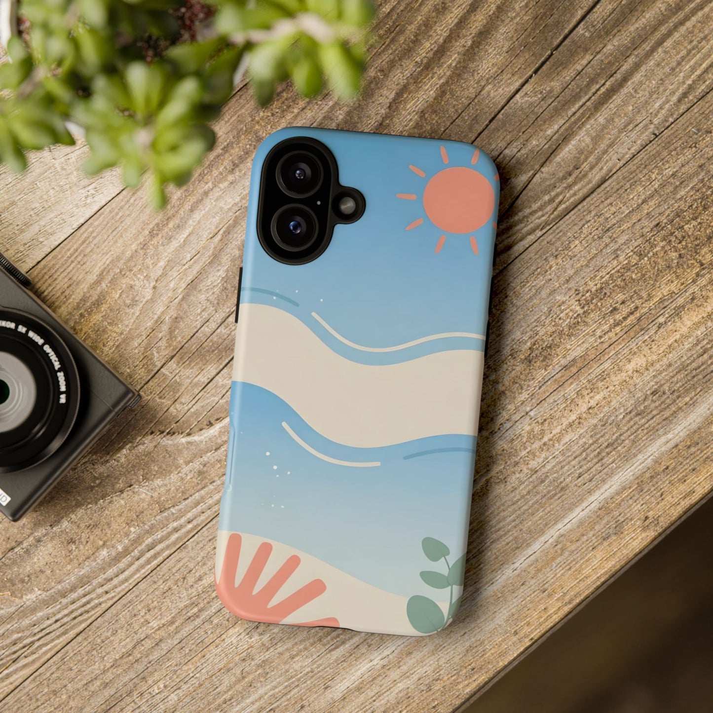 Beach Waves Tough Phone Case — Summer Sun & Seashell Protective Cover