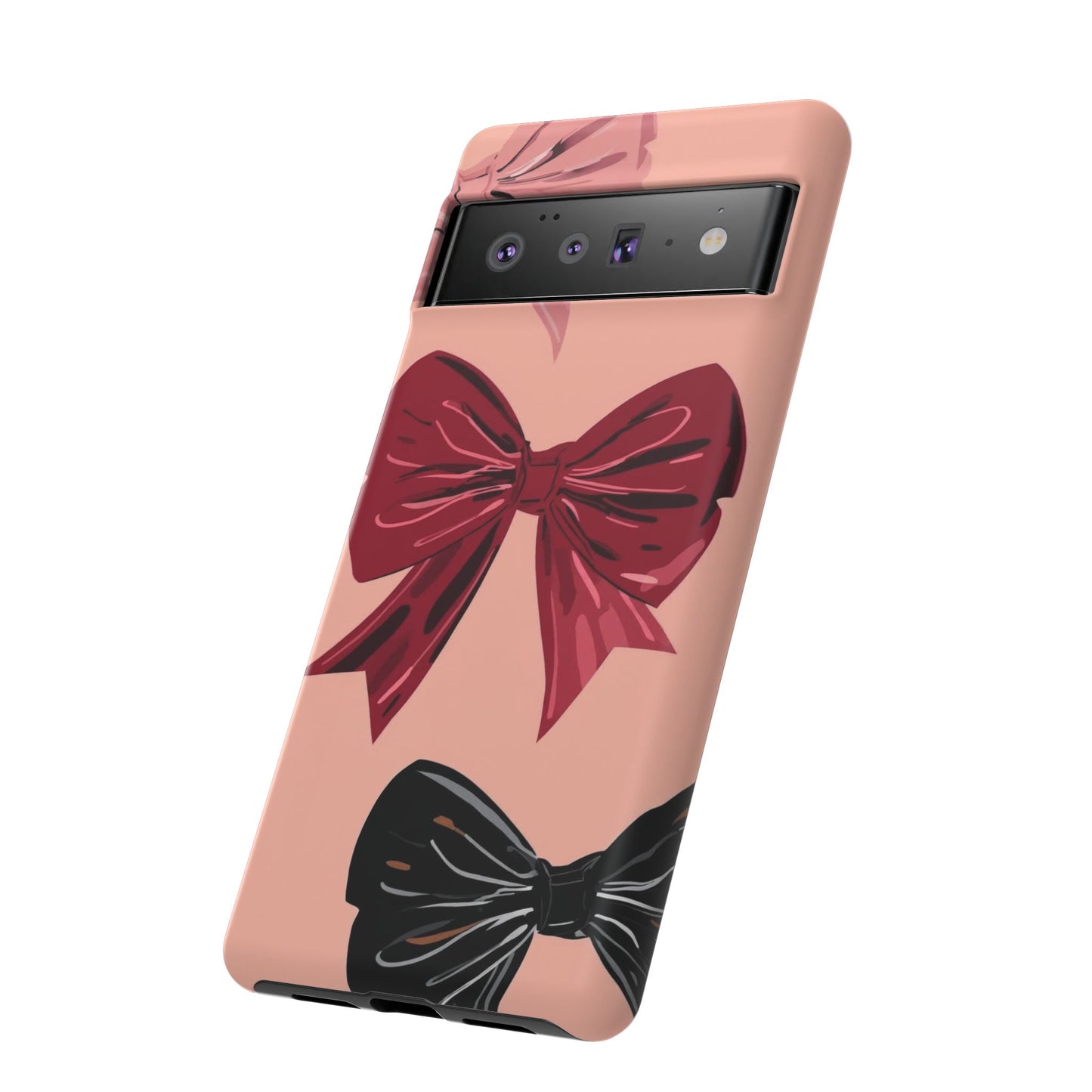 Bow Pattern Tough Phone Case — Pink, Red & Black Decorative Bows