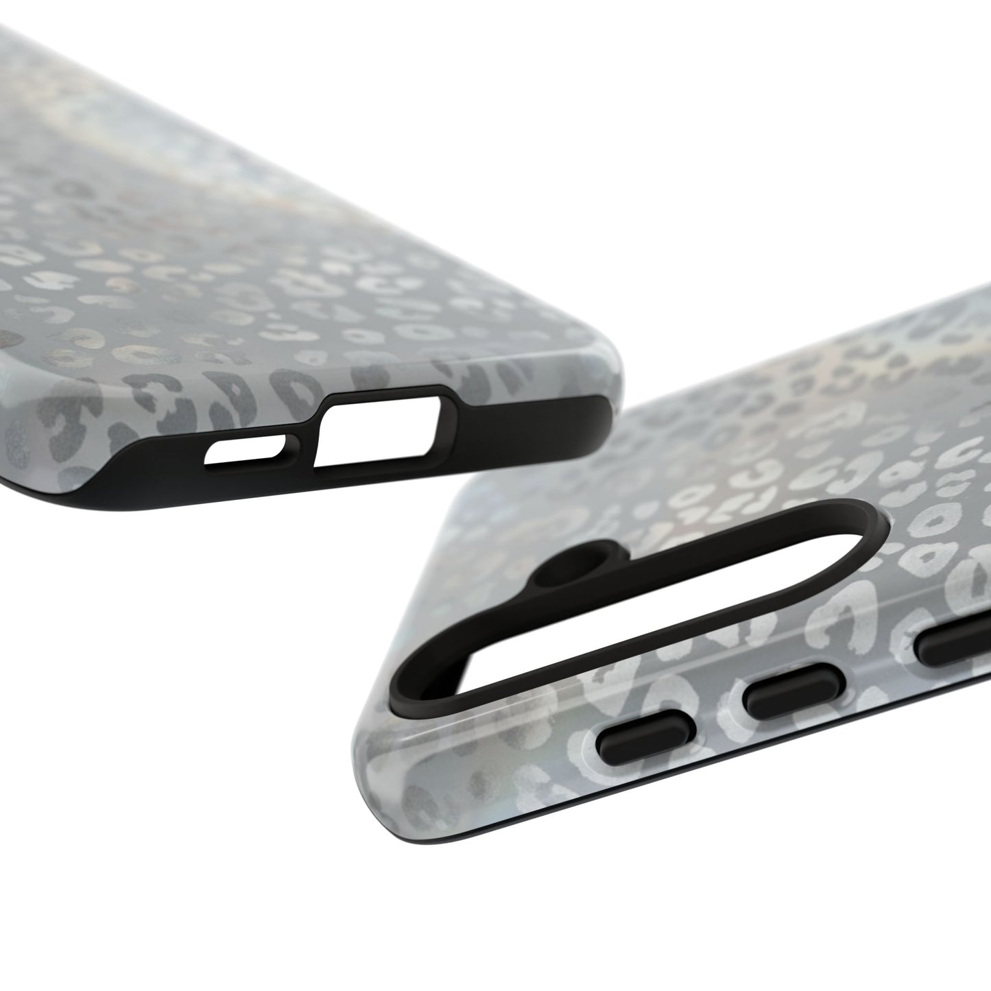 Grey Leopard Print Tough Phone Case — Durable Protective iPhone Cover