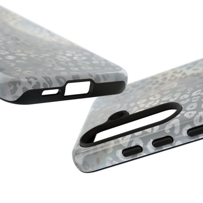 Grey Leopard Print Tough Phone Case — Durable Protective iPhone Cover