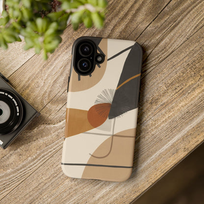 Abstract Earth Tone Phone Case — Mid-Century Minimalist Tough Case