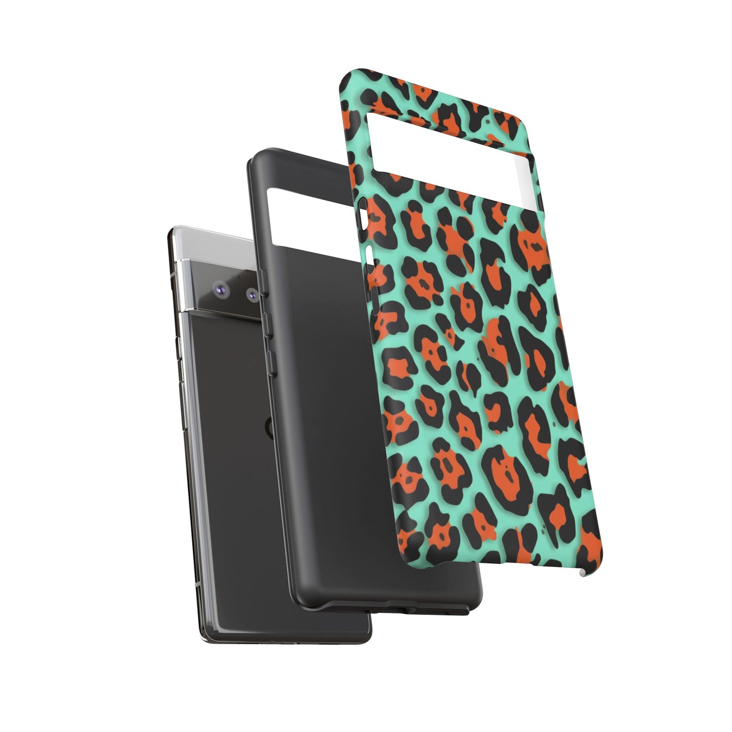 Teal & Rust Leopard Phone Case — Tough Protective Animal Print