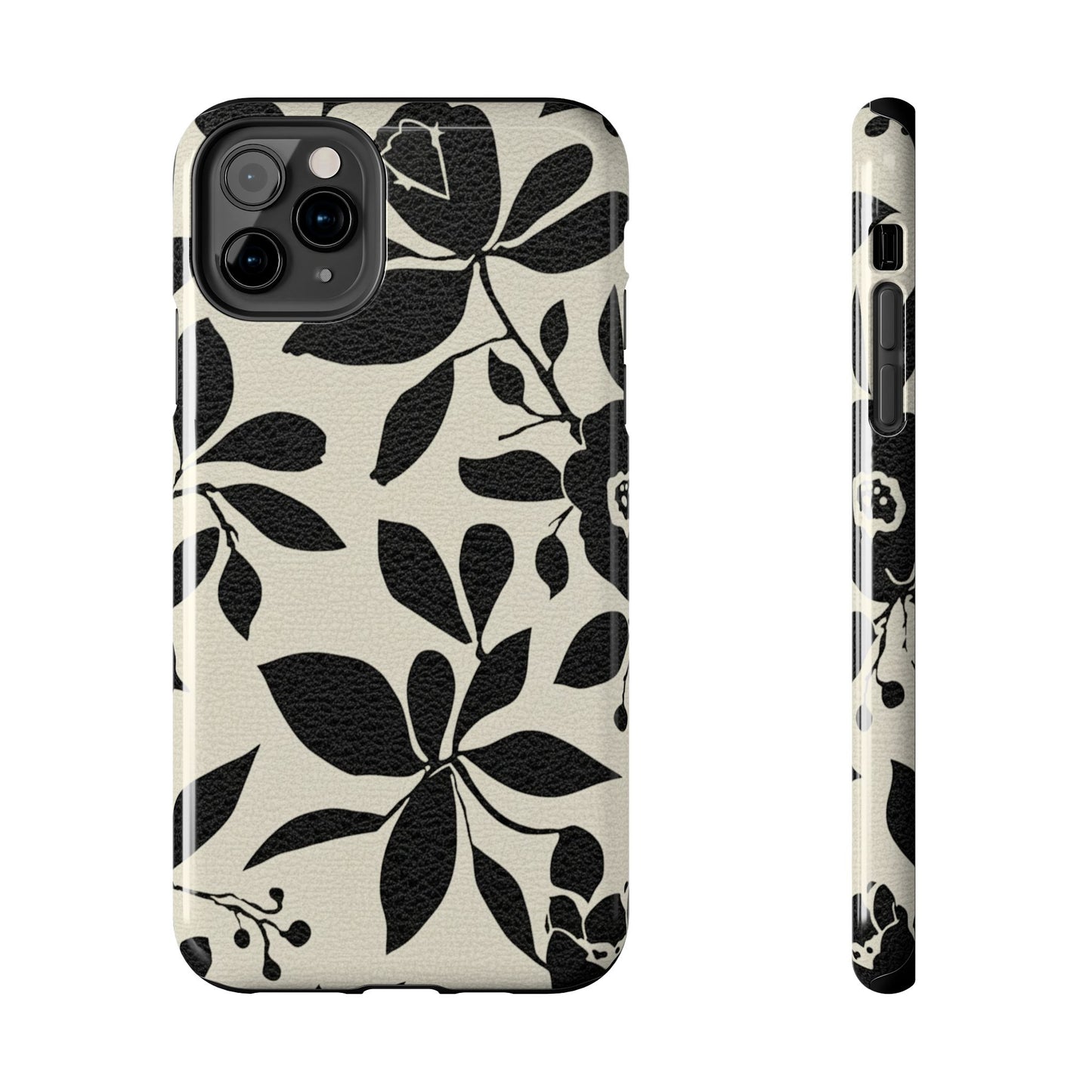 Tough Phone Case — Black Floral Silhouette Protective Cover