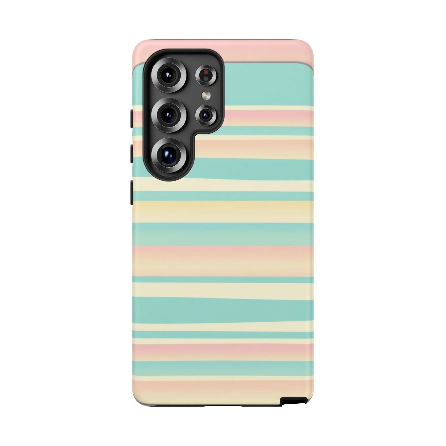 Pastel Striped Tough Phone Case — Mint, Peach & Cream Protective Cover