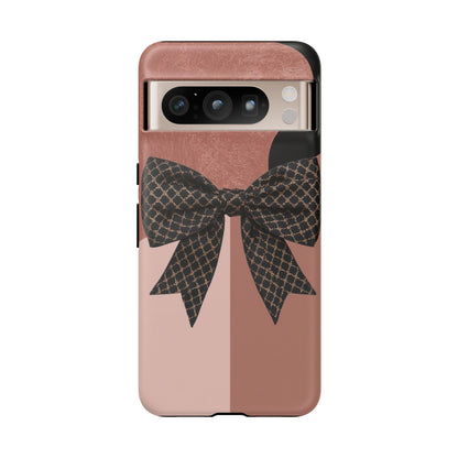 Bow Stripe Tough Phone Case – Pink Mauve Protective Cover