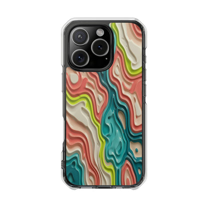 Clear Magnetic Phone Case — Colorful Abstract Layered Swirl Design