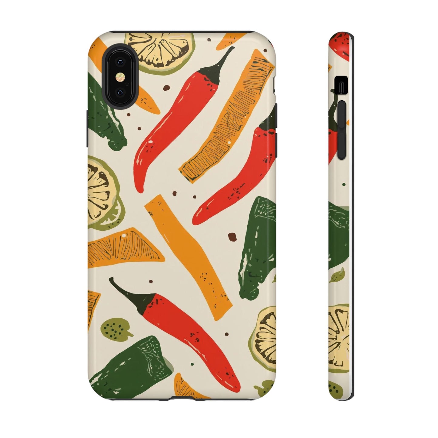 Spicy Peppers Phone Case – Colorful Chili, Lime & Citrus Pattern
