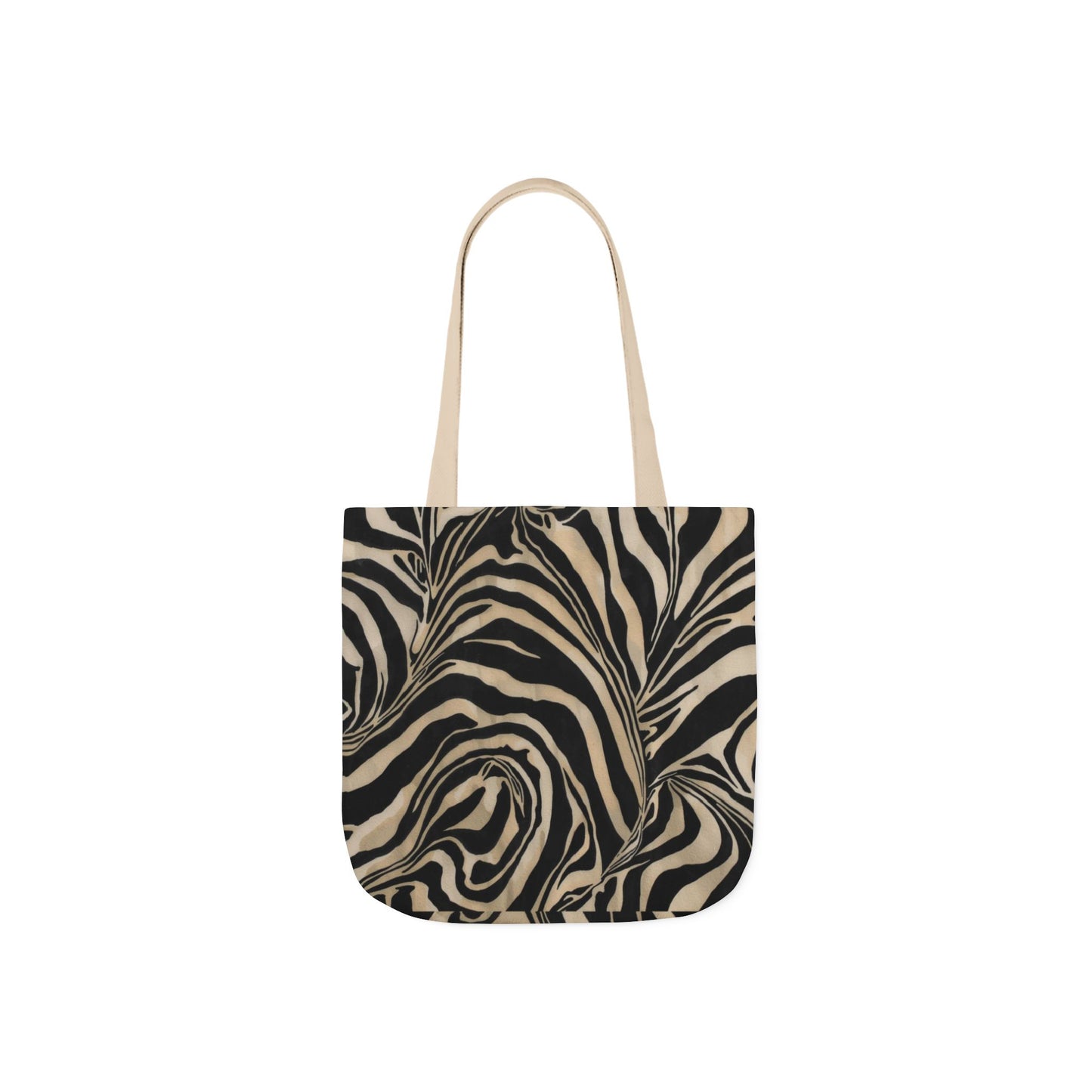 Zebra Swirl Canvas Tote Bag — Neutral Animal Print Shoulder Tote