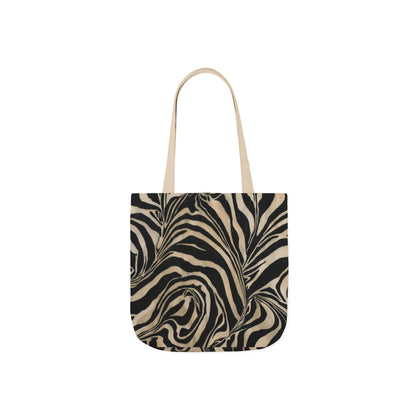 Zebra Swirl Canvas Tote Bag — Neutral Animal Print Shoulder Tote