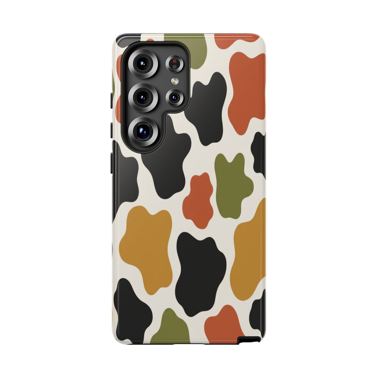 Camouflage Pattern Tough Phone Case – Retro Olive, Rust & Mustard Protective Cover