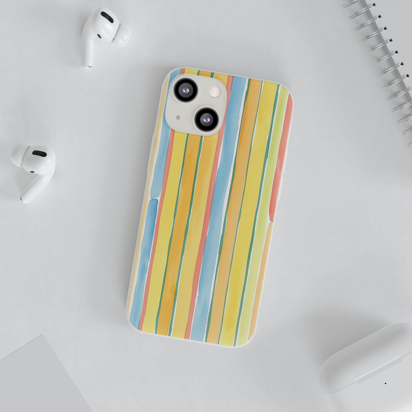 Watercolor Stripe Phone Case — Bright Pastel Vertical Stripes Protective Flexi Case