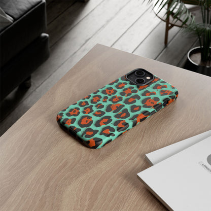 Teal & Rust Leopard Phone Case — Tough Protective Animal Print